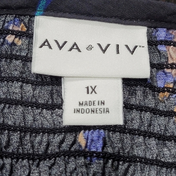 1X Ava & Viv Floral Black Blue Orange Boho Smocked Baby Doll - Picture 6 of 6